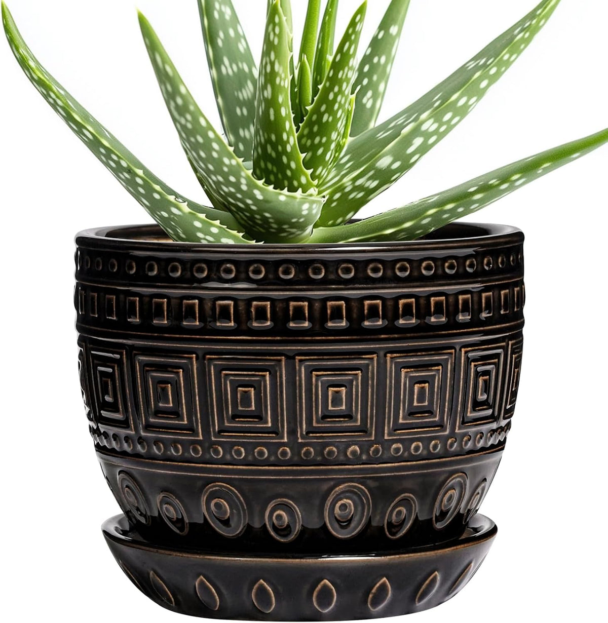 G EPGardening Ceramic Plant Pot - 5.5 Inch Ceramic Planter for Indoor Plants, Boho Round Indoor