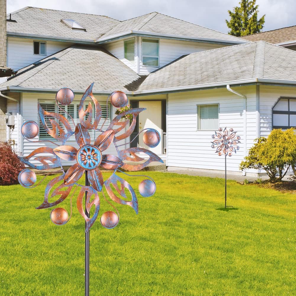 VEWOGARDEN 2PCS Metal Wind Spinners, Waterproof Wind Sculptures & Spinners Small Garden Art Outdoor