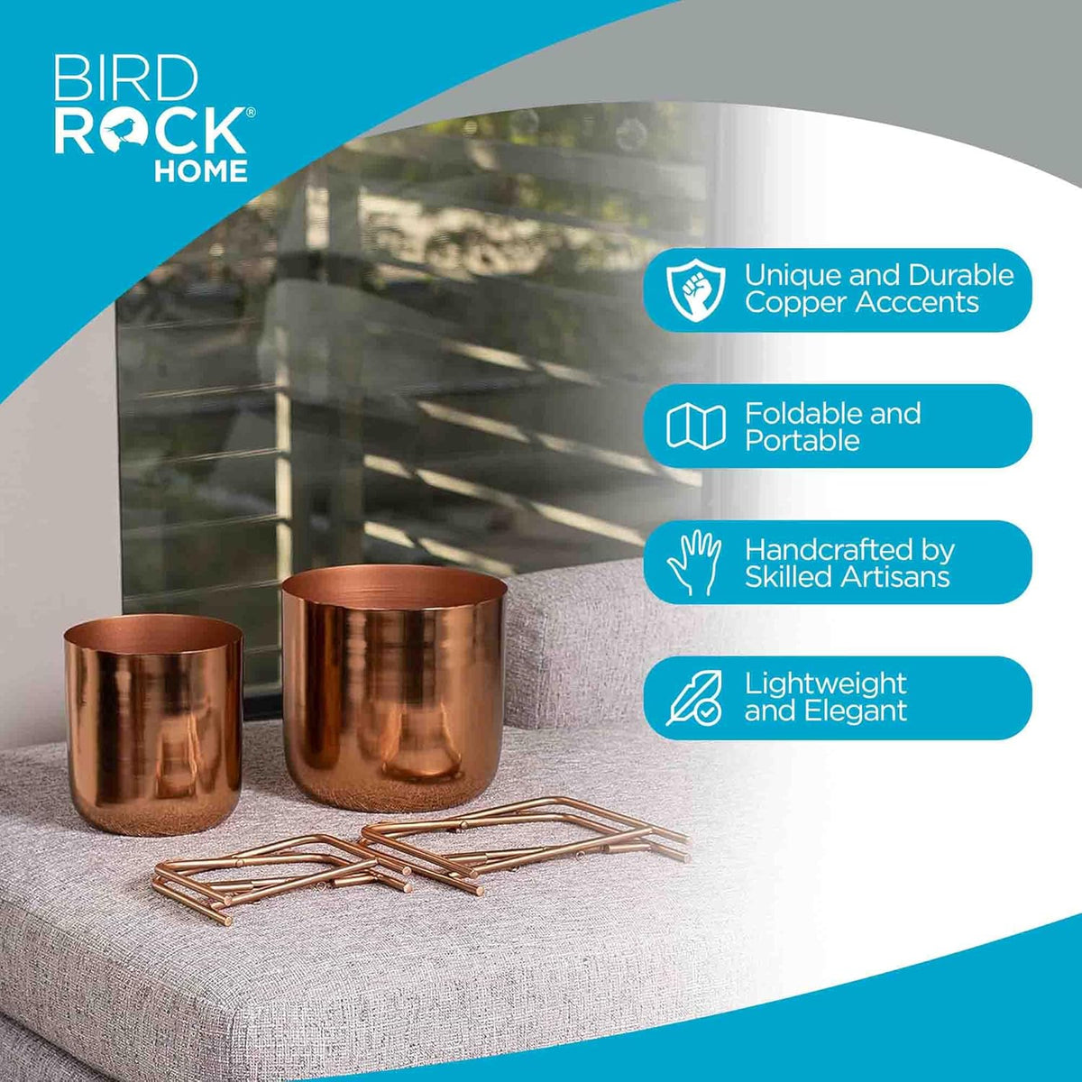 BIRDROCK HOME 2pc Modern Planter with Stand - Elevated Plant Holder for Indoor/Outdoor Use - Sturdy