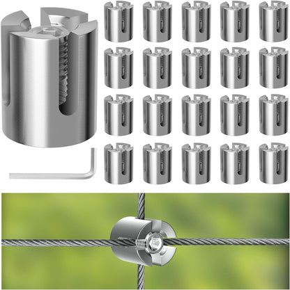 20 Pack Wall Trellis Wire Clamps & Cross Cable Clamps, T316 Stainless Steel Heavy Duty (0.5" OD)
