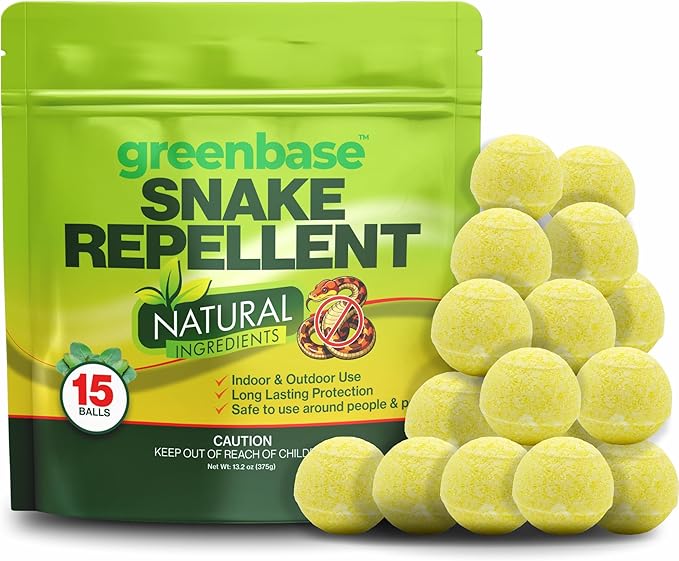 15 Pack Snake Repellent Balls for Yard – Natural Snake Away Repellent, Pet & Plant Safe, Indoor