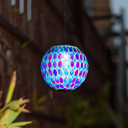 VCUTEKA Hanging Solar Lanterns Mosaic Solar Lights with Hook Up, Outdoor Garden Lights Decor for