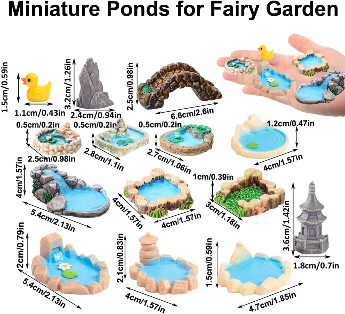 Fairy Garden Pond 15 Pack Mini Pond for Fairy Garden Accessories Outdoor Small Ponds Miniature