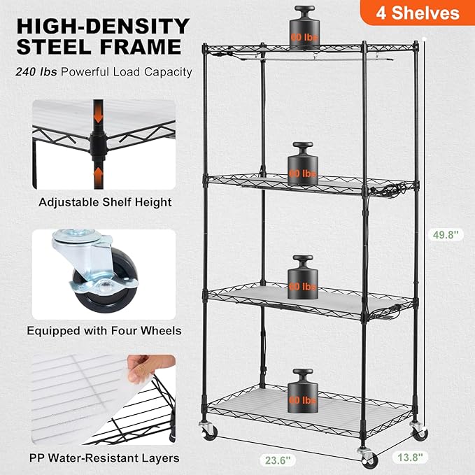 VEVOR Plant Stand with Grow Light, 4-Tier Plant Shelf with 45W Full Spectrum Grow Light, 3 Mode