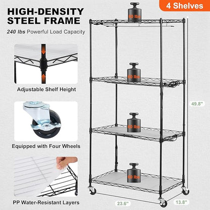 VEVOR Plant Stand with Grow Light, 4-Tier Plant Shelf with 45W Full Spectrum Grow Light, 3 Mode
