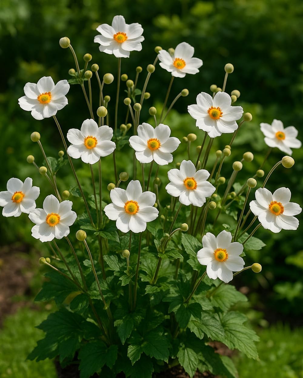 Perennial Farm Anemone x Hybrida 'Honorine Jobert' – Live Windflower in #1 Container, Elegant White
