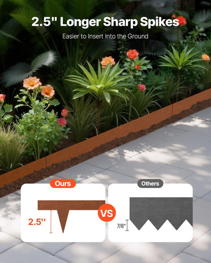 VEVOR Steel Landscape Edging, 10 Packs 40 x 4.5 in Weather-Resistant & Pre-Rust Metal Landscape