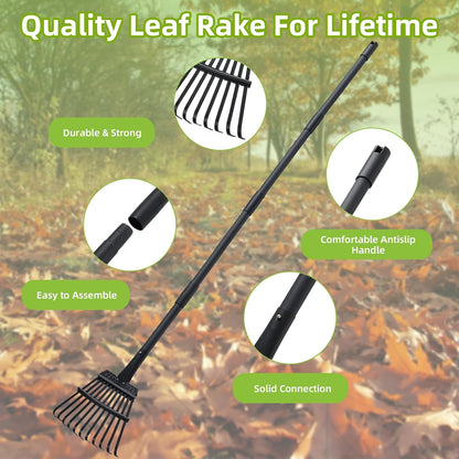 Small Rake for Gardening 63 Inch Adjustable Heavy Duty Garden Leaf Rakes Garden Tools 11 Metal