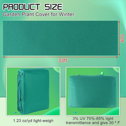 Plant Covers Freeze Protection 10FT x 33FT,Reusable Garden Fabric Floating Row Cover for
