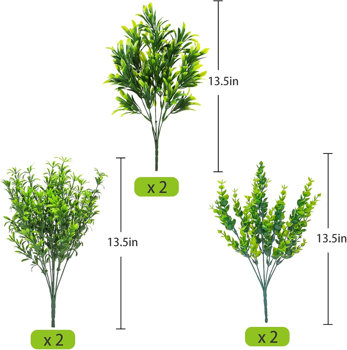Ouddy Decor 6 Bundles Artificial Greenery Stems Mixed Fake Plastic Plants Eucalyptus Rosemary Faux