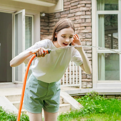 Fevone 105 ft x 5/8" Heavy Duty Garden Hose, Drinking Water Safe, Flexible & Kink-Free Hybrid