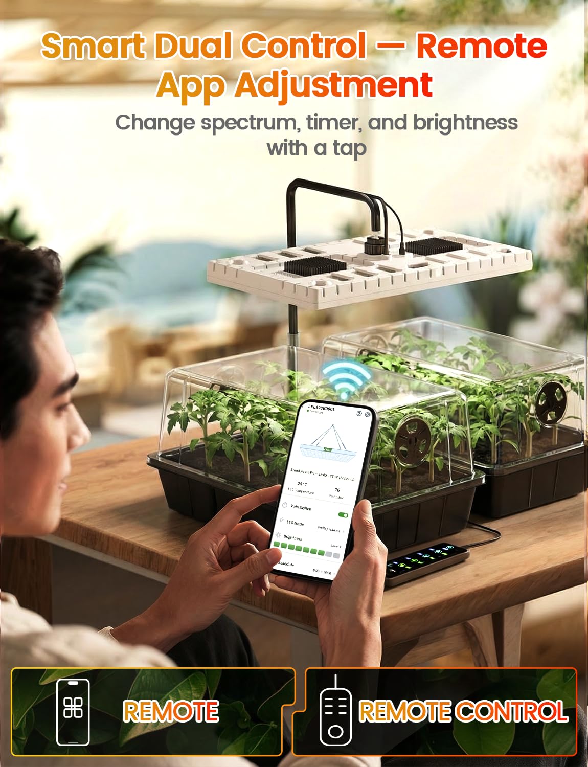 MetryGrow 48W Full Spectrum LED Grow Light Seed Starter Kit, 80-Cell Tray with 30W Heating Mat &