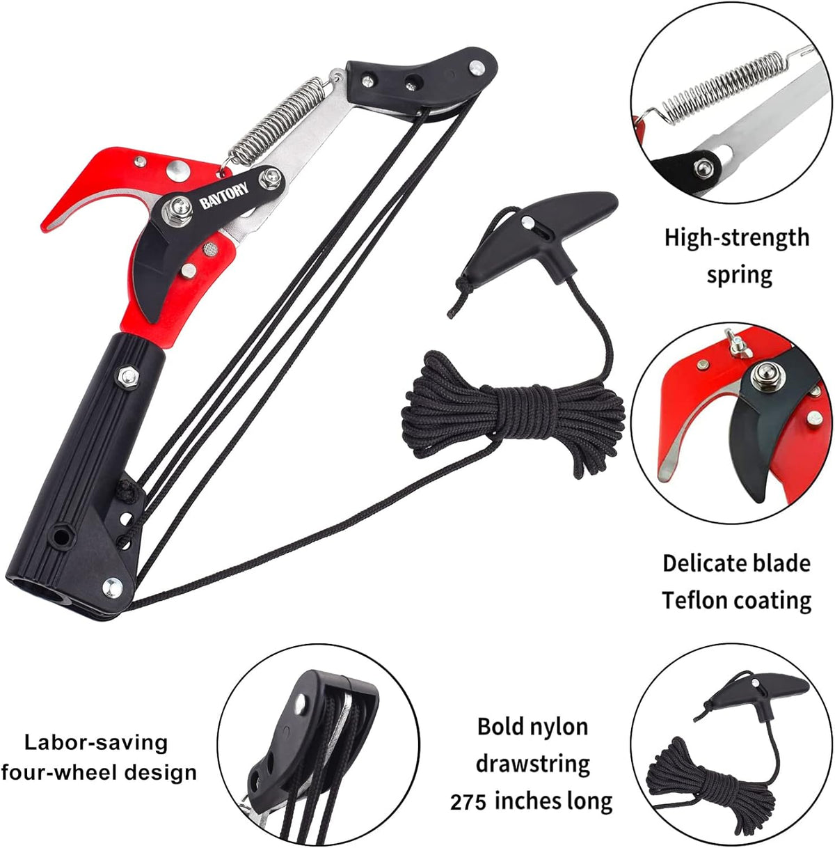 BAYTORY Extendable Tree Pruner Saw Head Without Pole, High-Altitude Branches Trimmer Pruning
