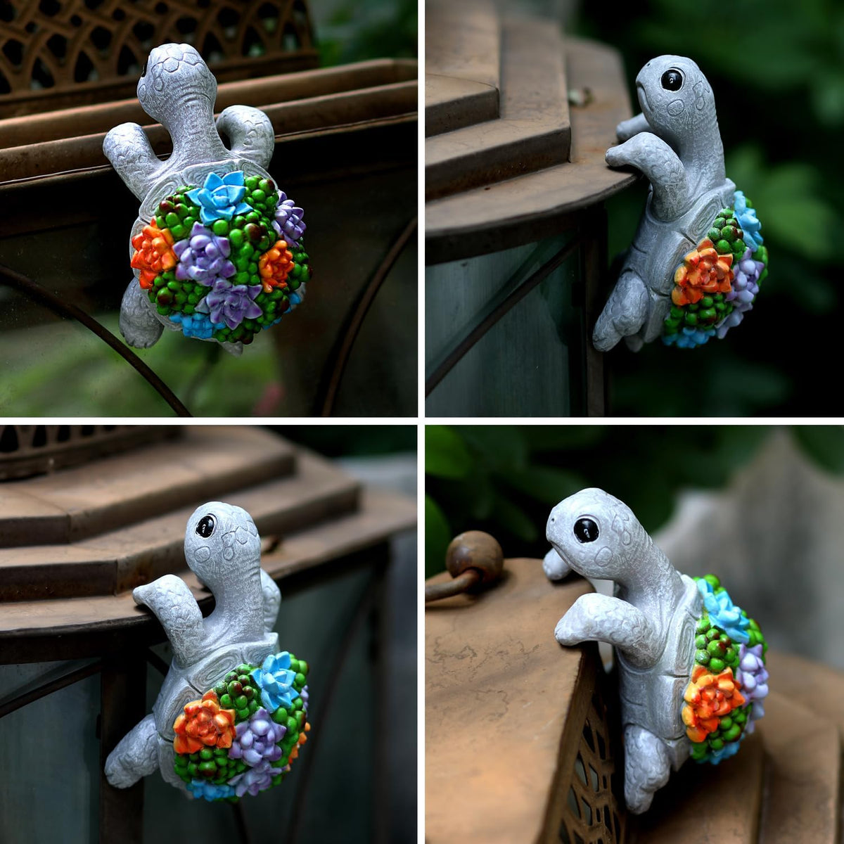 Cute Climbing Turtle Flowerpot Hug Statue, Resin Hanging Turtle Statue Flowerpot, Home Decoration