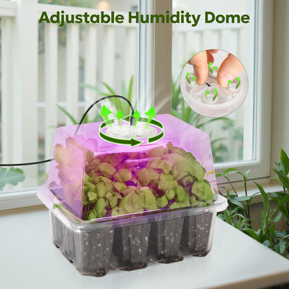 MIXC Seed Starter Kit with Grow Light, Elevated Seedling Tray Kit with Adjustable Humidity Dome and