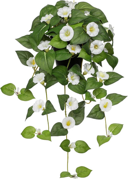 Briful Artificial Hanging Flowers in Pot 25.6" Faux Silk Morning Glory Flower Vine with Cascading