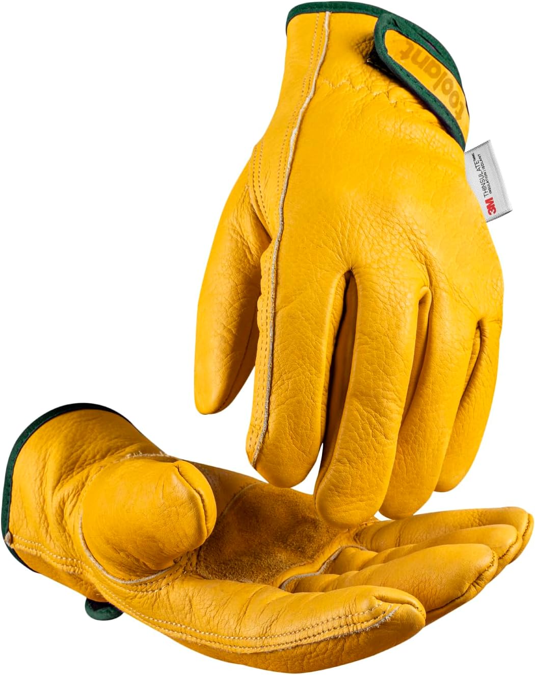 2 Pairs Winter Leather Work Gloves, Warm Thinsulate Lining for Cold Weather Work, 100% Full Grain
