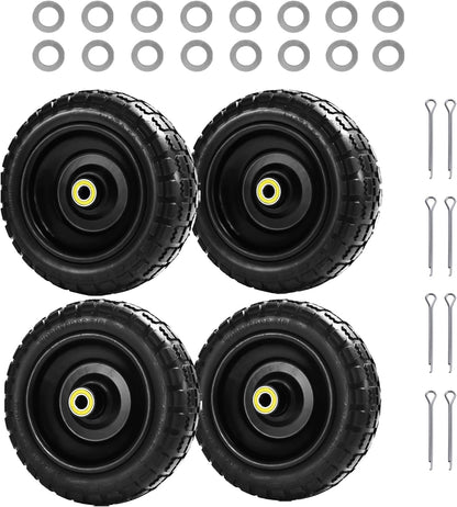 10" Solid Tires (4-Pack) - 4.10/3.50-4 Flat-Free Replacement Wheels for Gorilla Carts