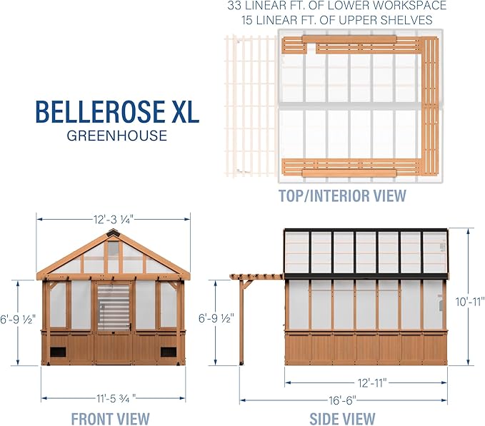 Backyard Discovery Bellerose XL 13' x 11' Cedar Wood and Polycarbonate Walk-in Greenhouse Kit with