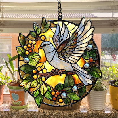 Peaceloving Dove Acrylic Suncatcher Stained Glass Effect Window Car Hanging Christmas Ornament