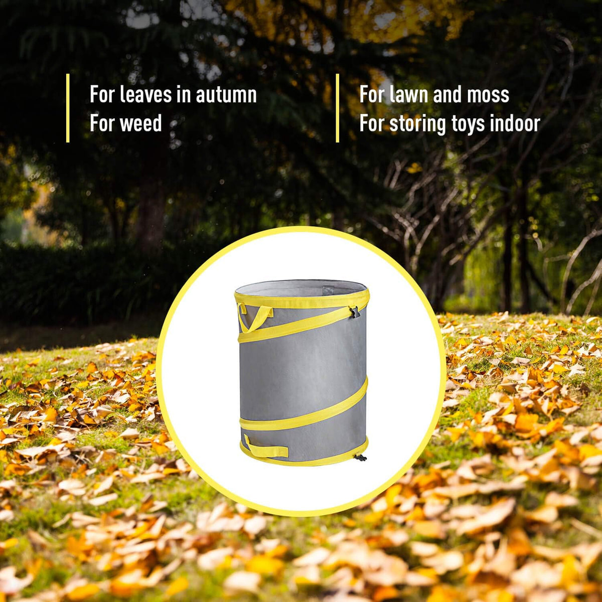 Jardineer Collapsible Trash Can for Camping Parties, Reusable Yard Waste Bags, Pop Up Garden Bag