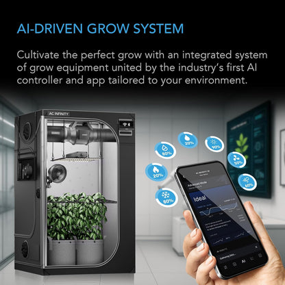 AC Infinity AI Grow System Compact 2x2, 1-Plant Kit w/Self-Learning AI Controller, Dynamic Airflow