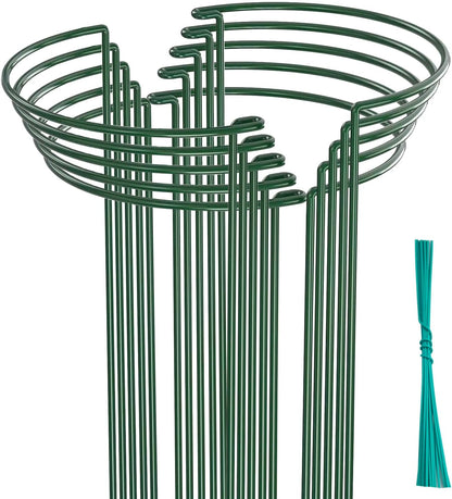 10 Pack Plant Support Stakes, 4 mm Thick 24 Inch Half Round Metal Garden Stakes, Plant Support