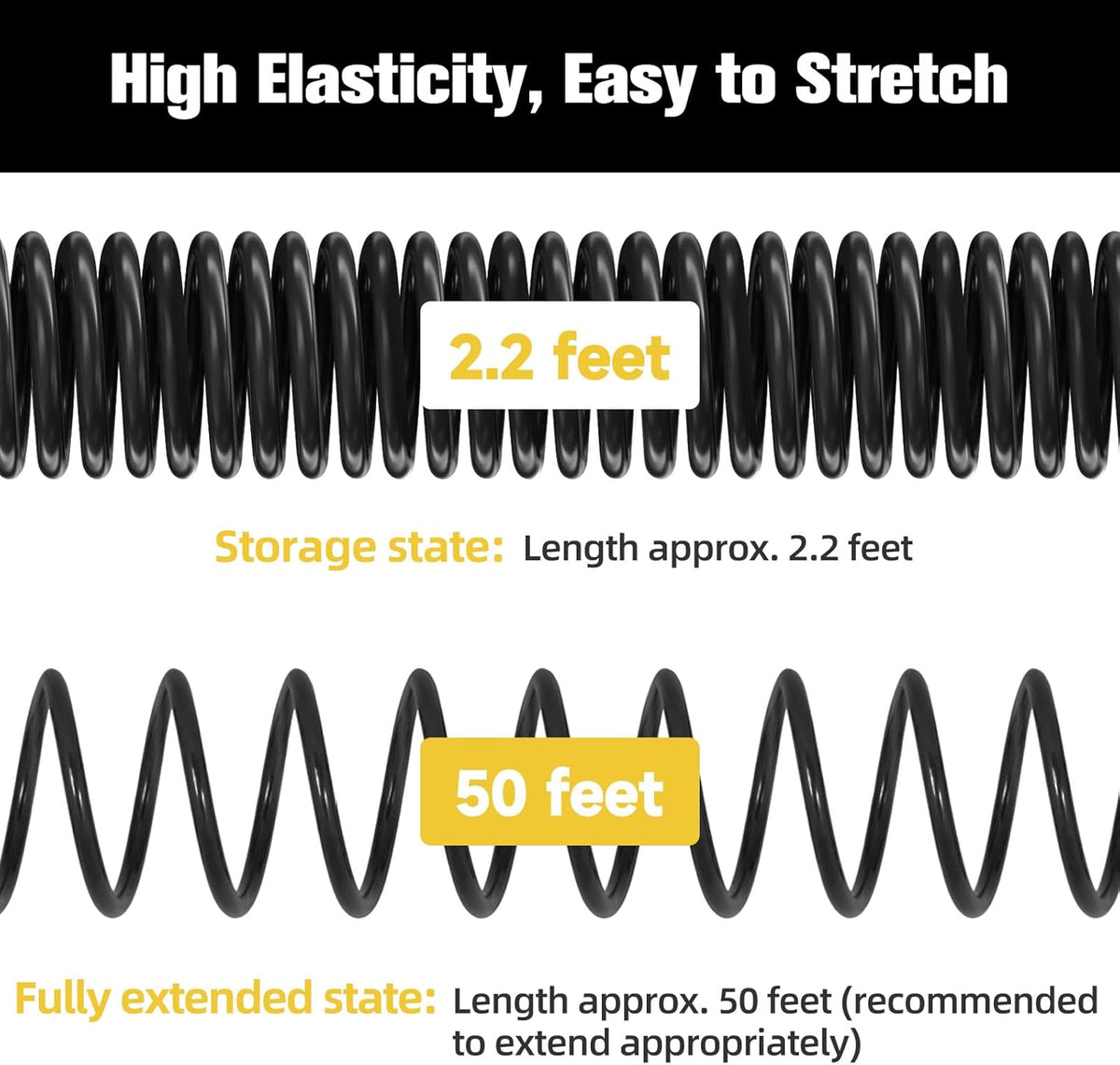Coil Hose,3/8" EVA Coil Garden Hose 50 FT,Curly Water Hose Lightweight with Brass Connectors,Recoil