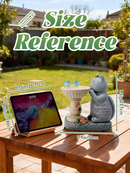 Garden Decor Cat Birdbath Statues, Solar Statues Decor with Butterfly Garden Decor for Home House