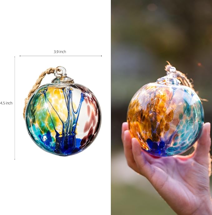 4” Tree of Life Witch Balls, Gazing Balls Hanging Friendship Balls, Hand-Blown Glass Christmas