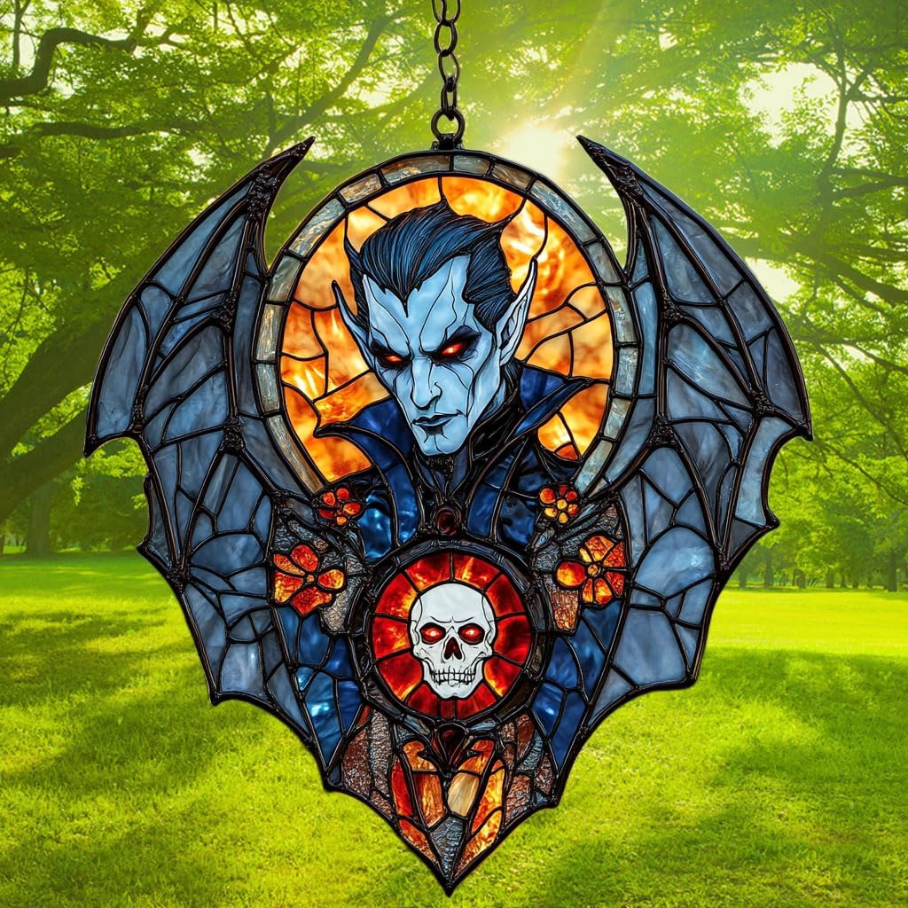 Dracula Halloween Acrylic Suncatcher Stained Glass Effect Window Car Hanging Christmas Ornament