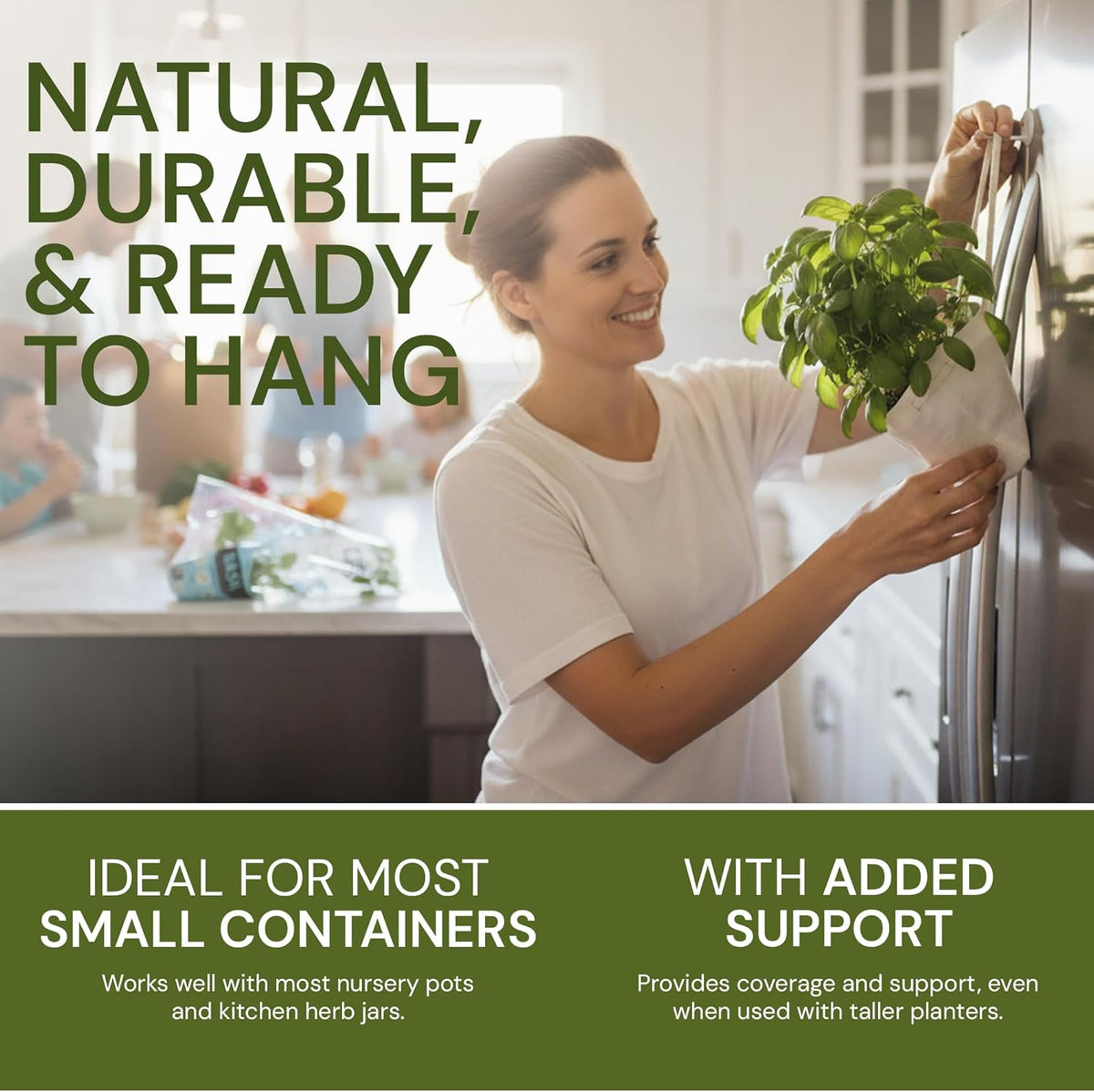 Organic Hemp Hanging Plant Bag – Reusable Natural Fiber Flower Pot Holder for Indoor & Outdoor Use