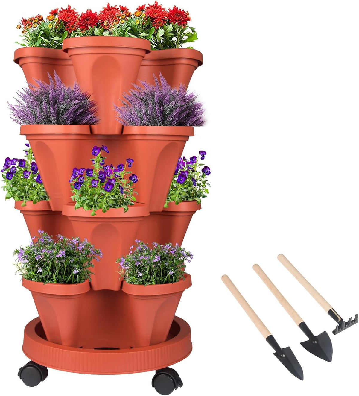 Vertical Planter 4 Tier Stackable Planters Garden Planters Strawberry Herb Flower and Vegetable