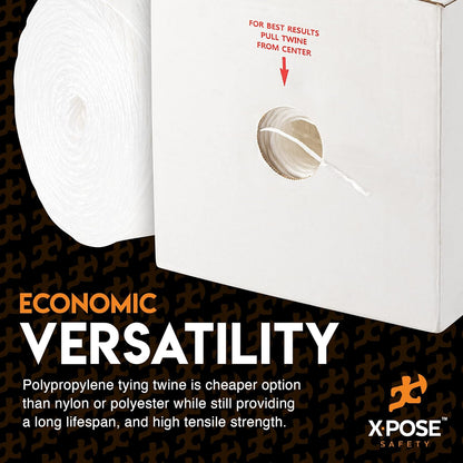 Polypropylene Tying Twine - 2 Ply White Plastic Poly Twine String 4200' Roll - Soft On Hands
