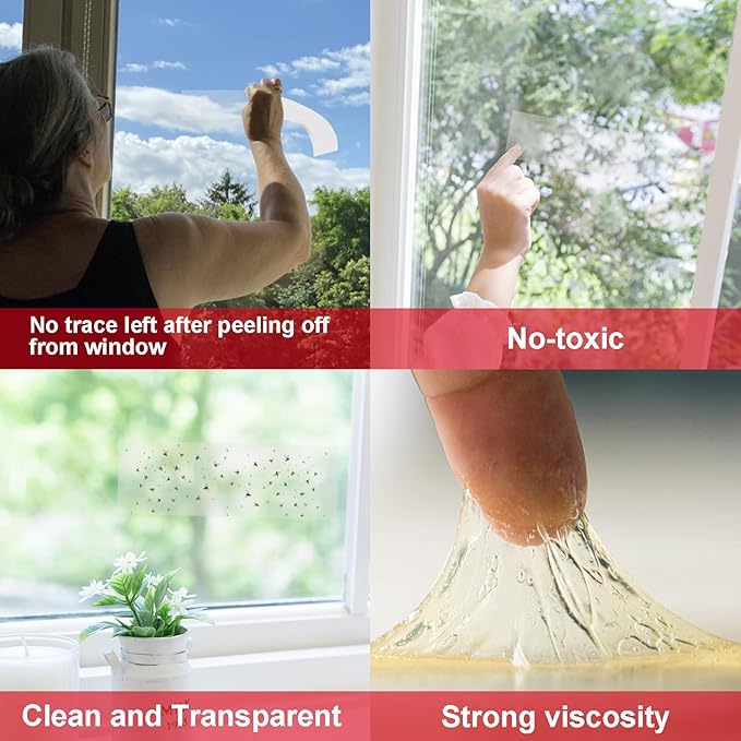 Mosqueda Window Fly Traps, 30 Pack Sticky Fly Traps for Indoors, Fly Catchers for Inside Home