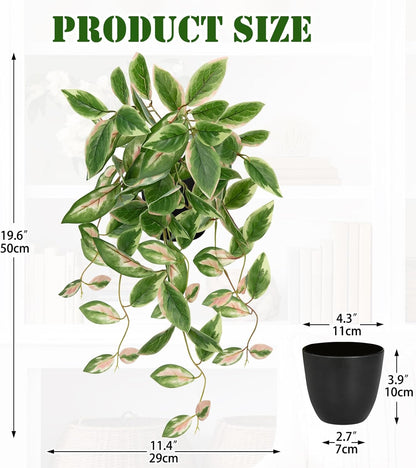 DILATATA Fake Plants Artificial Potted Plants 20 Inch Faux Peperomia Ivy Vine Plant Hanging Plant