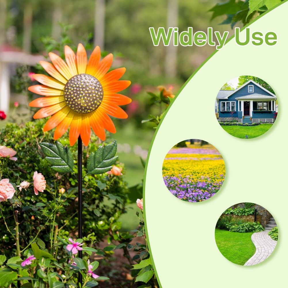 Sunflower Wind Spinner,Garden Windmills and Spinners for Yard,Metal Flowers for Outside,Metal