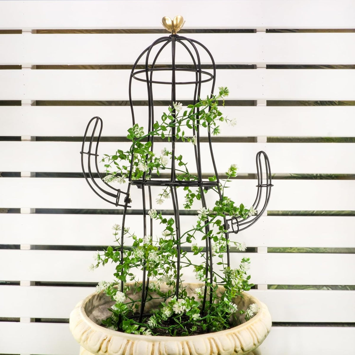 Cactus Obelisk Trellis - 16.34”x27.95” Unique Metal Design for Climbing Plants, Garden Decorative