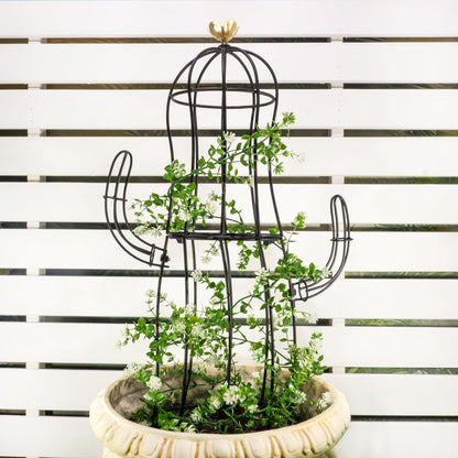 Cactus Obelisk Trellis - 16.34”x27.95” Unique Metal Design for Climbing Plants, Garden Decorative