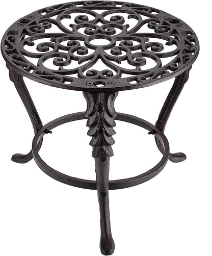 OwnMy Heavy Duty Cast Iron Plant Stand Vintage Iron Flower Pot Holder, Rustic Decorative Round