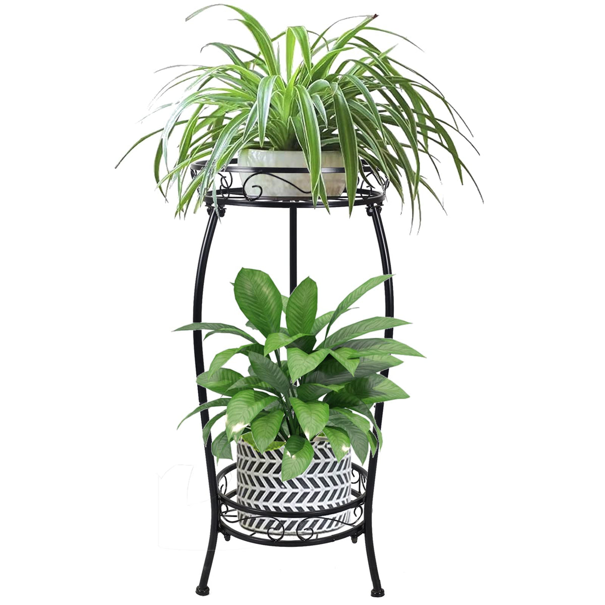 MOCORY Plant Stand Indoor Outdoor 2 Tier 25" Tall Metal Potted Holder Flower Pot Stand Heavy Duty