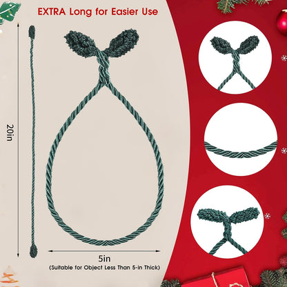 Christmas Garland Ties, 16Pcs 20in Garland Twist Ties for Banister, Reusable and Flexible