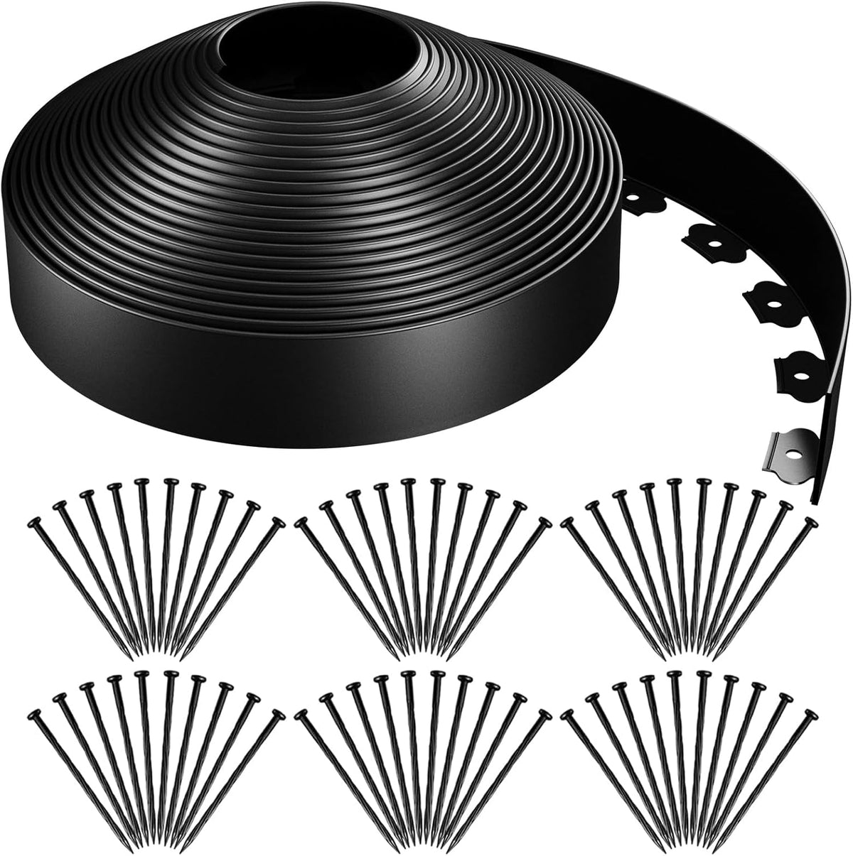 AGTEK 98FT Plastic Landscape Edging Kit 3inch Height No-Dig Garden Edging Border Lawn Edging Roll