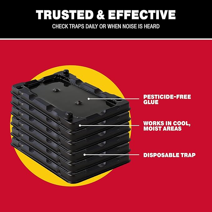 Catchmaster Mouse & Insect Glue Traps 6-Pk, Adhesive Rodent & Bug Catcher, Mouse Traps Indoor for