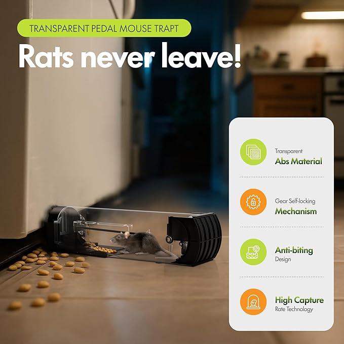 Humane Mouse Traps, 12.2 inches Enlarged No Kill Rat Live Traps 2 Pack for Chipmunks, Reusable