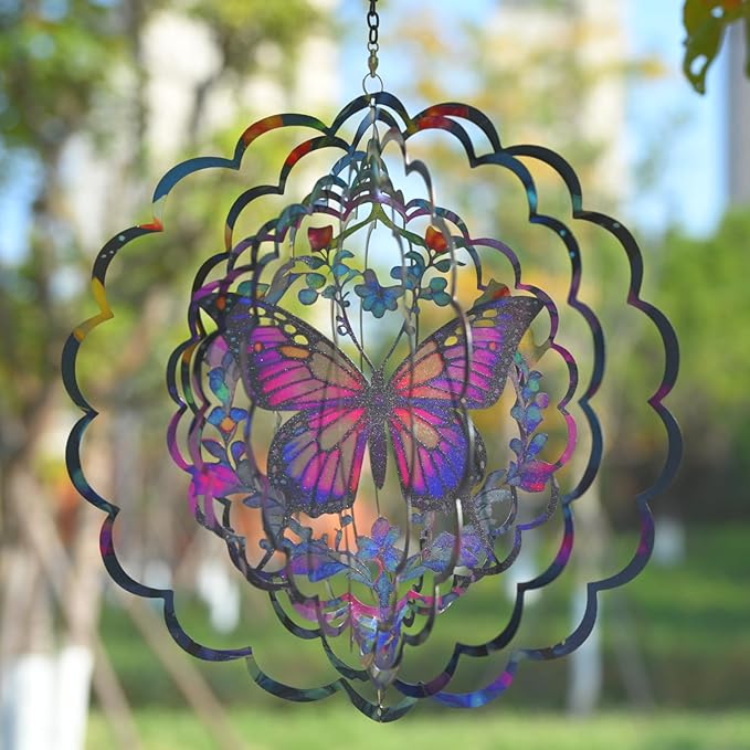 Wind Spinners Outdoor Butterfly Decorations - Birthday Gifts for Women Mom Grandma, Butterflies
