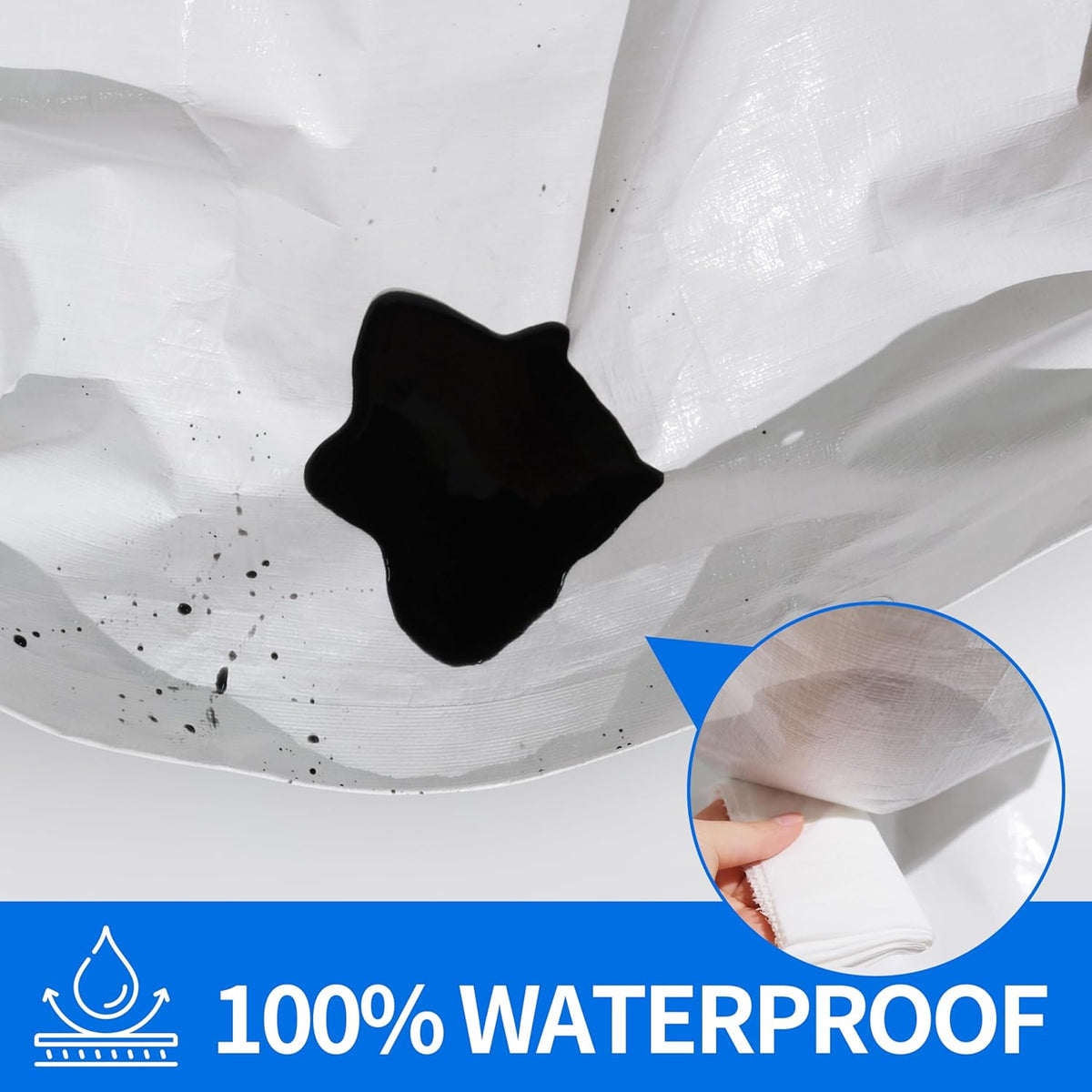 Tarp 6x8 ft Heavy Duty 12mil 100% Waterproof High Durability Multipurpose,Uv Resistant,White Tarp