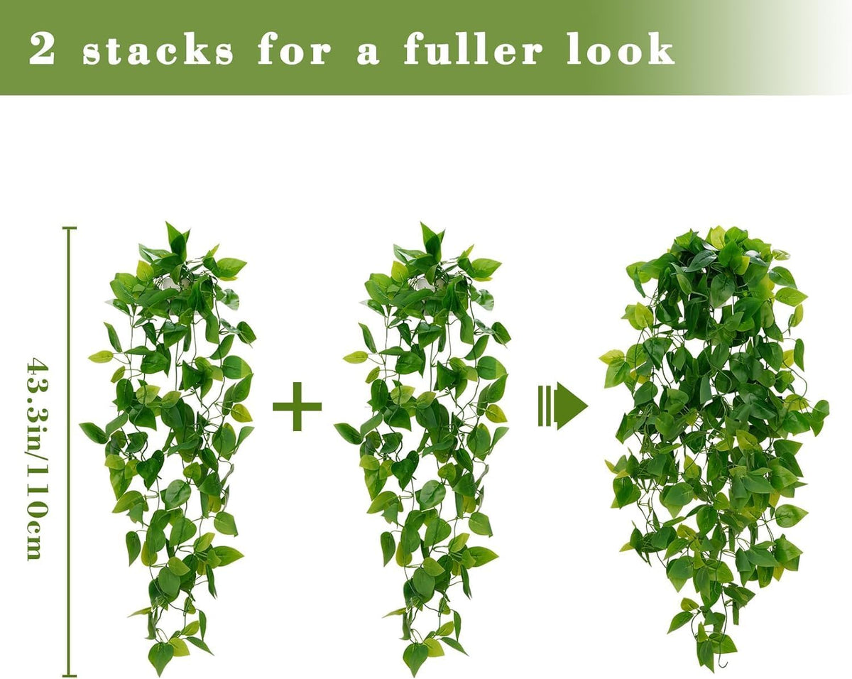 BLEUM CADE Fake Hanging Plants, 8pcs Artificial Hanging Plant, Faux Pothos Vines Hanging Plant
