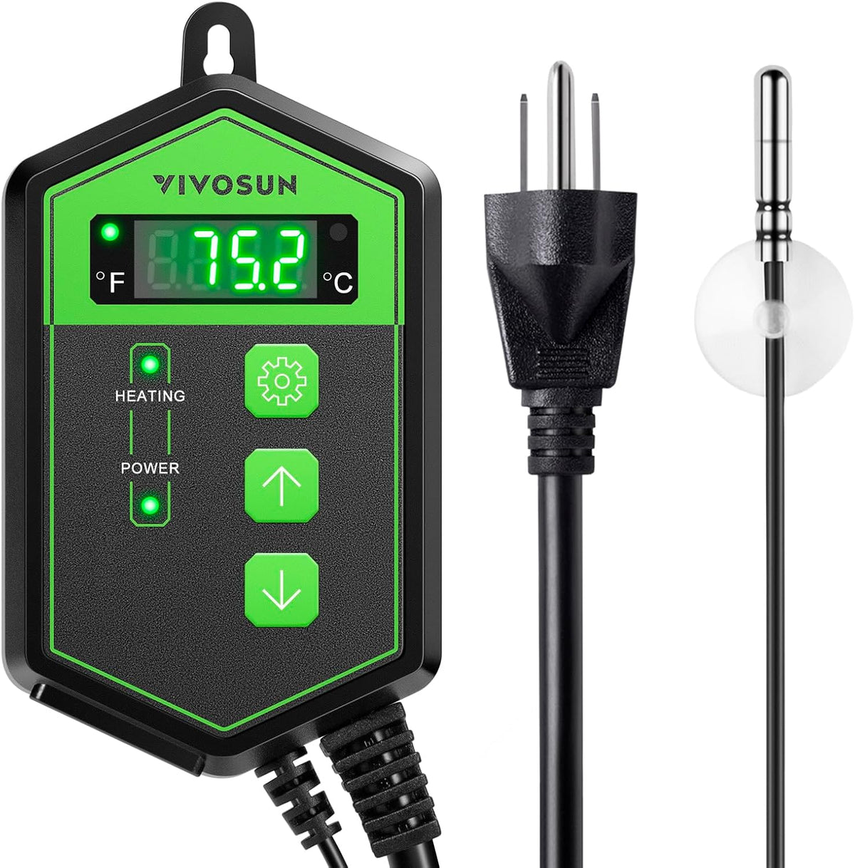 VIVOSUN Digital Heat Mat Thermostat Controller, 40–108 ºF 1000W for Reptiles, Seedlings