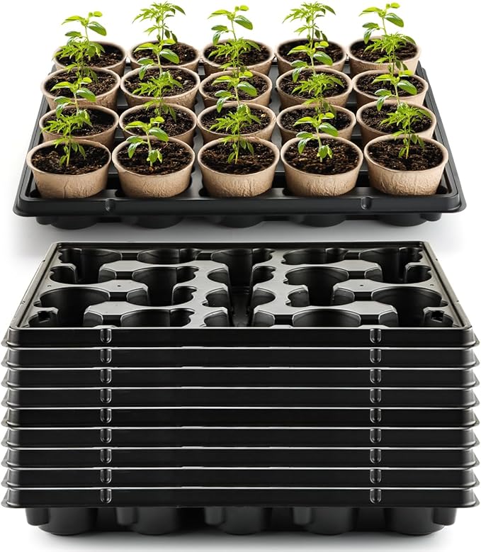 20 Cell Plant Trays for Carrying 3 inch Round Nursery Pots, Sturdy Plastic Trays Suitable for
